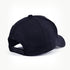 Black 5 Panel Cap, showing adjustable plastic snap closure at the back